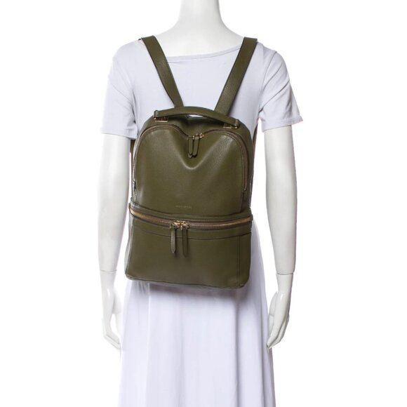 Henri Bendel West 57th Olive Green Leather Backpack, Discontinued Luxury RARE! - Picture 3 of 12